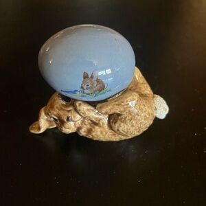 Brown and Blue Bunny Figurine